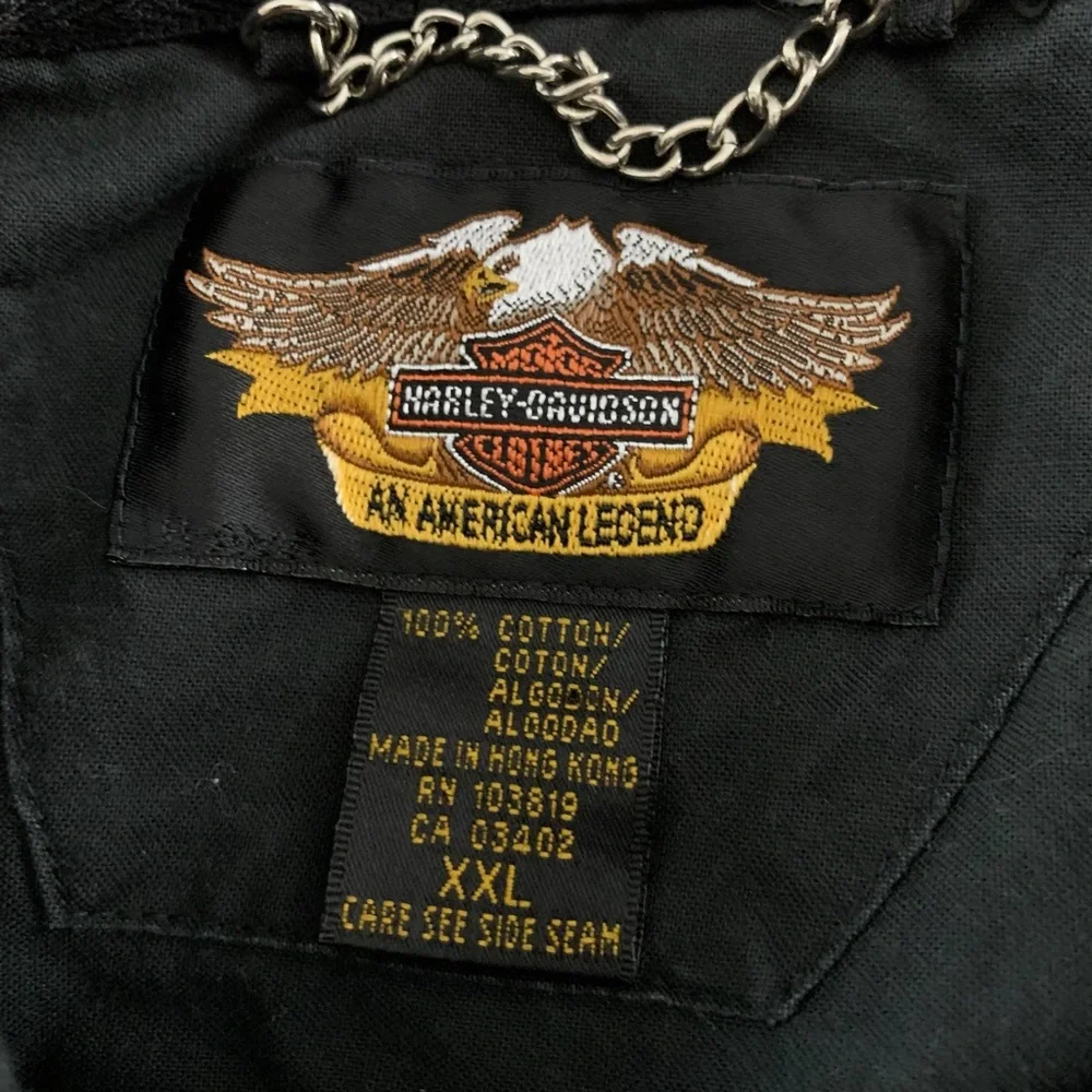 Harley-Davidson Y2K Oversized Menswear Eagle Pocket Embroidery Mechanic … - Picture 7 of 14